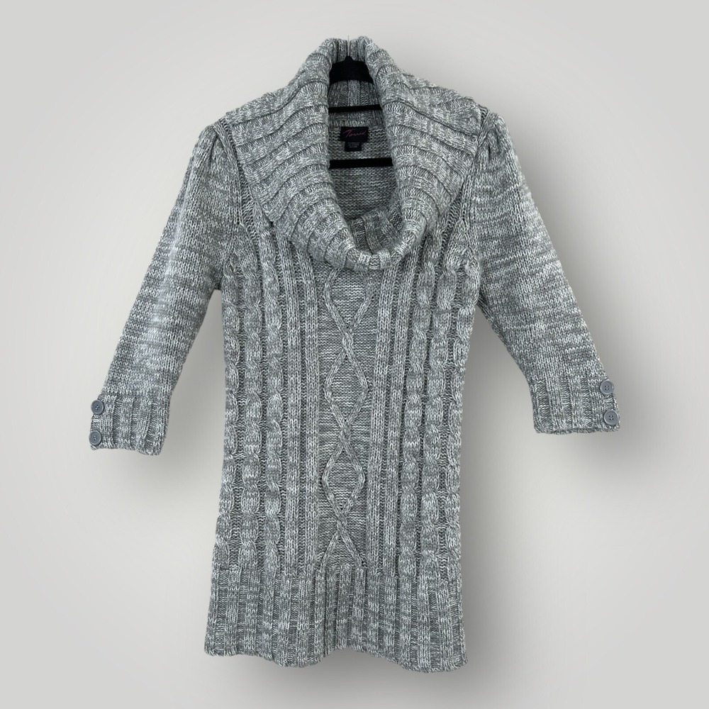 Torrid Gray Cable-knit Pullover Chunky Cowl Neck Tunic Sweater Size Large‎ (12)